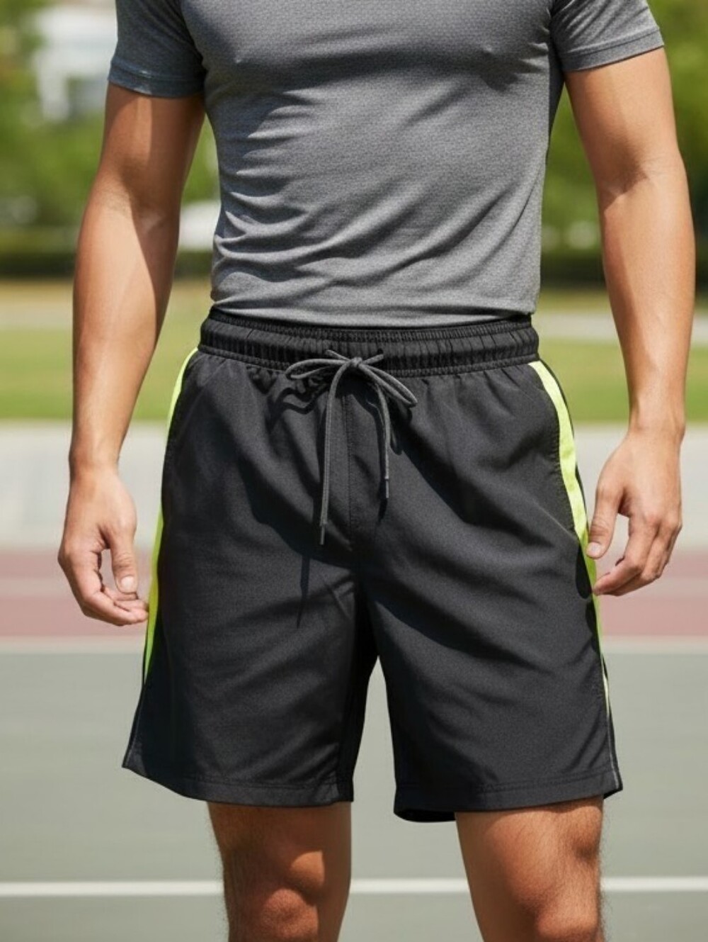 Reebok Black and Yellow Athletic Shorts
